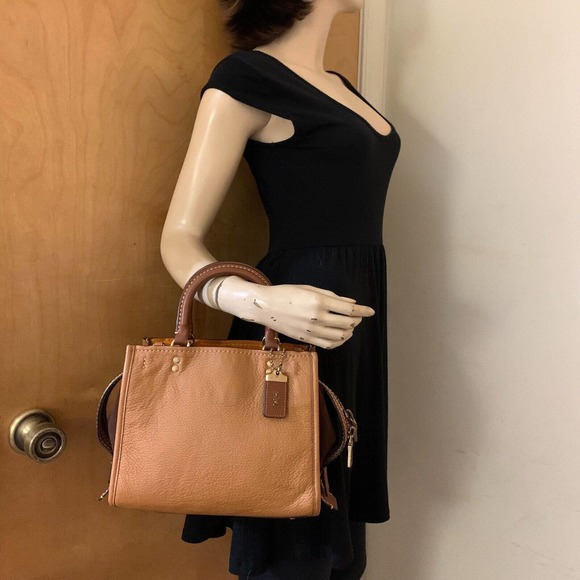 COACH ROGUE 25 Rare Light Saddle Bamboo Leather/Suede 3-way Satchel #21598 C3877 - Picture 5 of 16